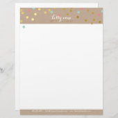 CONFETTI GLAMOROUS niedliche Goldfolienkornschicht Briefbogen (Vorne/Hinten)