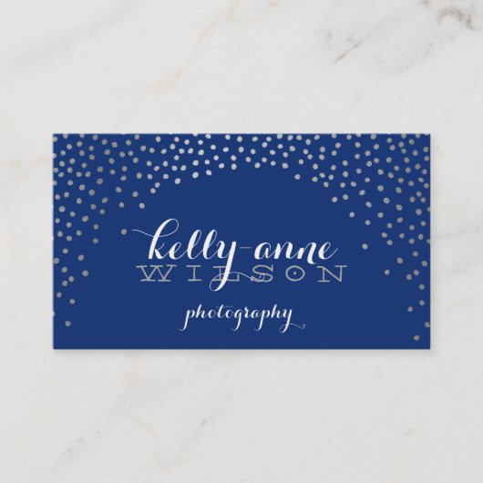 CONFETTI GLAMOROUS niedliche Mini-Silber-Folie Loo Visitenkarte (Vorderseite)