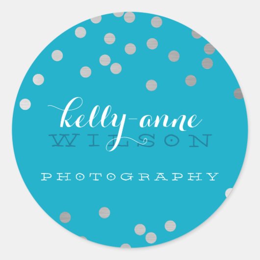 CONFETTI GLAMOROUS niedliche Silberfolie fett Fass Runder Aufkleber (Vorderseite)