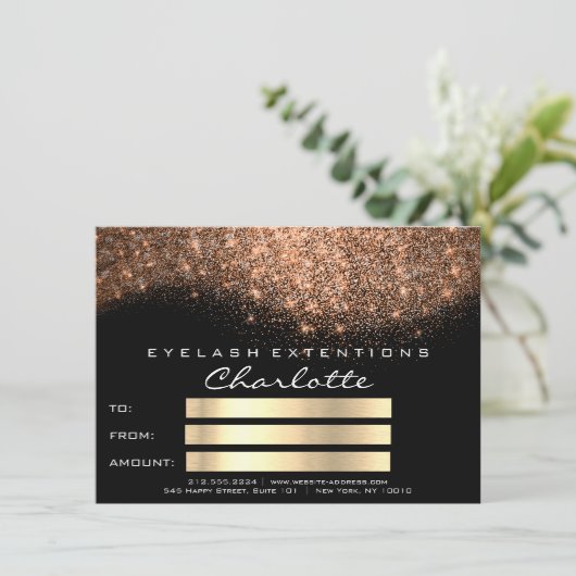 Confetti Glitzer Copper Black Certificate Geschenk (Stehend Vorderseite)