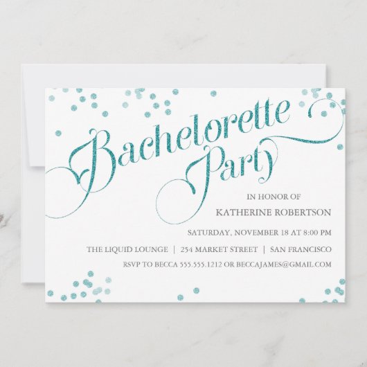 Confetti Glitzer Junggeselinnen-Abschied Invite, a Einladung (Vorderseite)