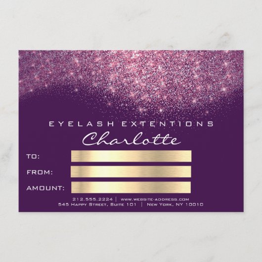 Confetti Glitzer Lila Pink Certificate Geschenk (Vorderseite)