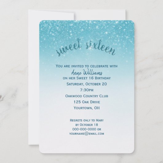 Confetti Glitzer süß 16 Geburtstag Einladung (Vorderseite)