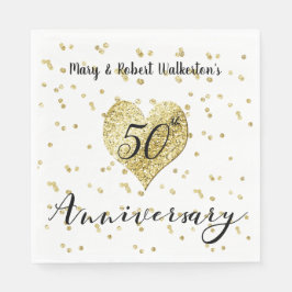 Confetti Gold - 50. Hochzeitstag Neapel Serviette