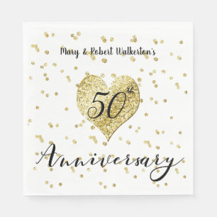 Confetti Gold - 50. Hochzeitstag Neapel Serviette