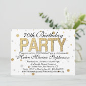 Confetti Gold 70. Geburtstagsparty Einladung (Stehend Vorderseite)
