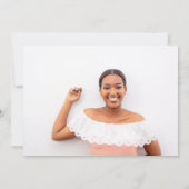 Confetti Gold and Green Foto Graduation Party Einladung (Rückseite)