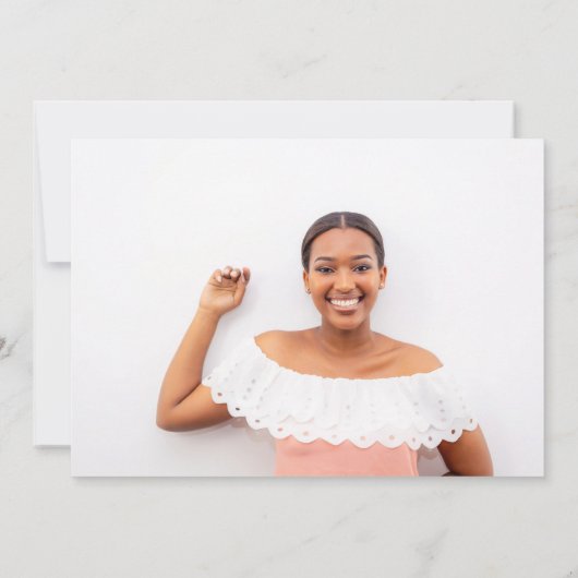 Confetti Gold and Green Foto Graduation Party Einladung (Rückseite)