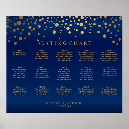 Confetti Gold Dots & Navy Blue Satin - Custom Poster (Vorne)