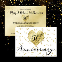 Confetti Gold - Einladung zum 50. Hochzeitstag