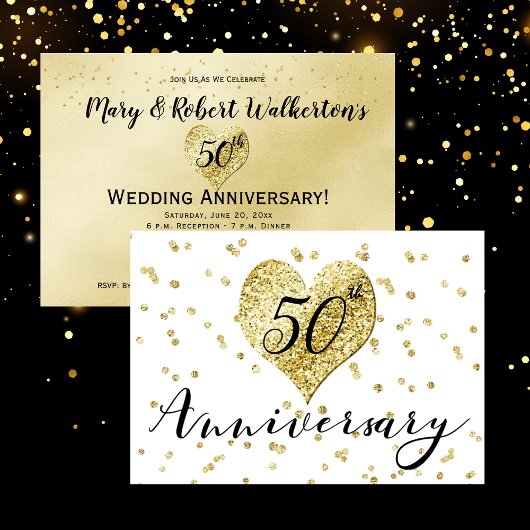 Confetti Gold - Einladung zum 50. Hochzeitstag
