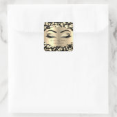 Confetti Gold LashesName Cleaner Square Makeup Quadratischer Aufkleber (Tasche)