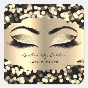 Confetti Gold LashesName Cleaner Square Makeup Quadratischer Aufkleber