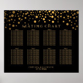 Confetti Golden Dots on Black - 8 Seating Chart Poster (Vorne)