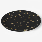 Confetti golden stars Glitzer glänzen elegant schw Pappteller (Schrägansicht)