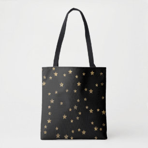 Confetti golden stars Glitzer glänzen elegant schw Tasche