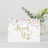Confetti-GoldGlitzer danken Ihnen zu kardieren Dankeskarte (Stehend Vorderseite)