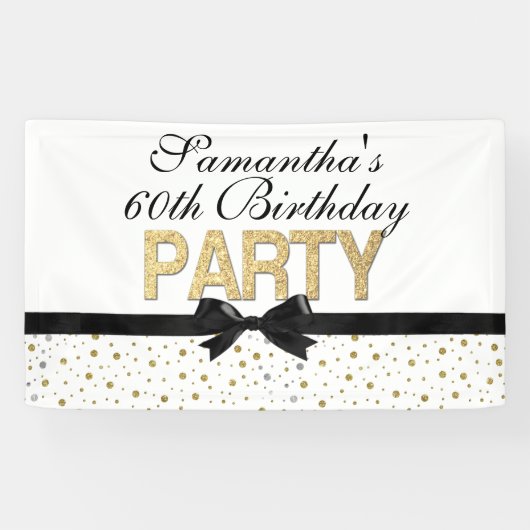 Confetti-Goldschein-60. Geburtstags-Party Banner (Horizontal)