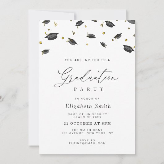 Confetti graduation party invitation einladung (Vorderseite)