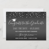 Confetti Graduation Party Save the Date Einladung (Vorderseite)