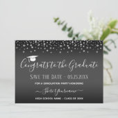 Confetti Graduation Party Save the Date Einladung (Stehend Vorderseite)