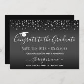 Confetti Graduation Party Save the Date Einladung (Vorne/Hinten)