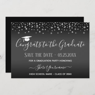 Confetti Graduation Party Save the Date Einladung