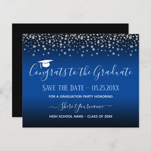 Confetti Graduation Party Save the Date Einladung (Vorne/Hinten)