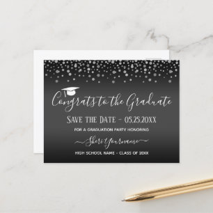 Confetti Graduation Party Save the Date Einladung Postkarte