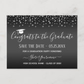 Confetti Graduation Party Save the Date Einladung Postkarte (Vorderseite)