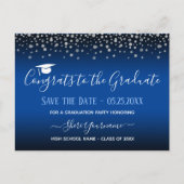 Confetti Graduation Party Save the Date Einladung Postkarte (Vorderseite)