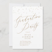 Confetti Graduation Party Script Gold Einladung (Vorderseite)