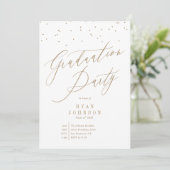 Confetti Graduation Party Script Gold Einladung (Stehend Vorderseite)