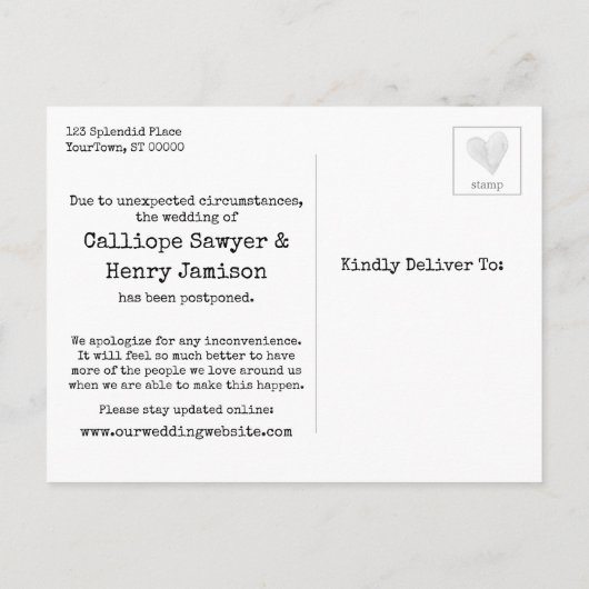 Confetti Grüne Änderung der Pläne für verspätete H Postkarte (Rückseite)