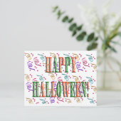Confetti & Halloween Festival Text Postkarte (Stehend Vorderseite)