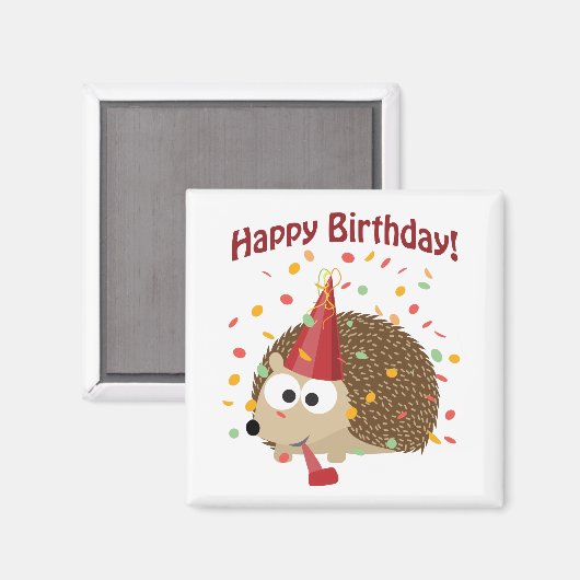 Confetti Happy Birthday Igel Magnet (Vorderseite/Rückseite)