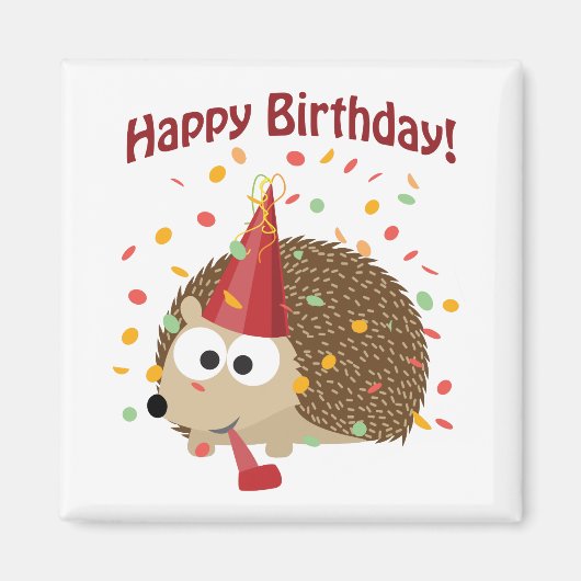 Confetti Happy Birthday Igel Magnet (Vorne)
