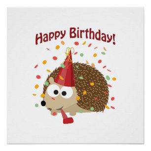 Confetti Happy Birthday Igel Poster