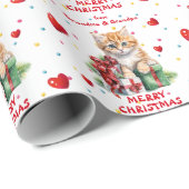 Confetti Heart Yellow Kitten Grandkids Weihnachten Geschenkpapier (Rolleneckpunkt)