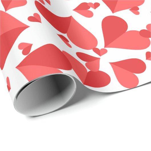 Confetti Hearts Red Geschenkpapier (Rolleneckpunkt)