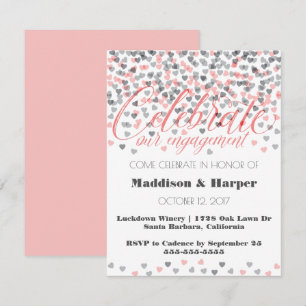 Confetti Hearts Verlobung Einladung