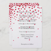 Confetti Hearts Wedding Einladung (Vorne/Hinten)