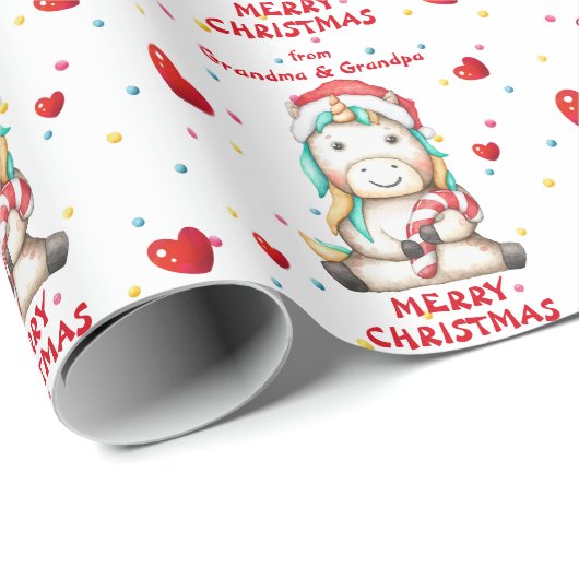 Confetti Herz Unicorn Grandkids Weihnachten Geschenkpapier (Rolleneckpunkt)
