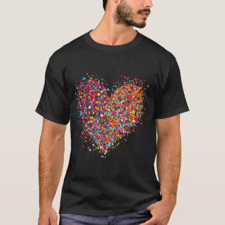 Confetti Herz Valentinstag für Frauen Teen Girls T-Shirt