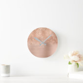 Confetti Herzerkrankung Glitzer Rose Goldenes Rosa Runde Wanduhr (Zuhause)