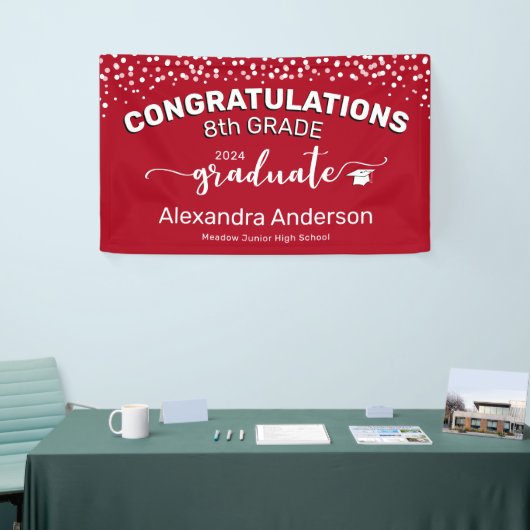 Confetti Herzlichen Glückwunsch 8. Klasse Graduate Banner (Messeveranstaltung)