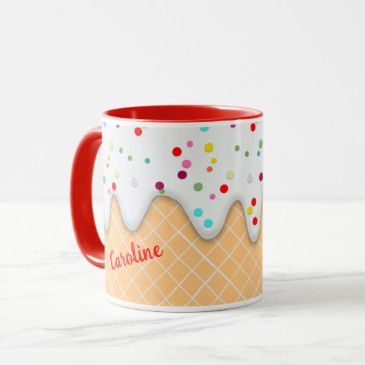 Confetti Icing Waffle Cone Fun Muster Tasse (Vorderseite Links)