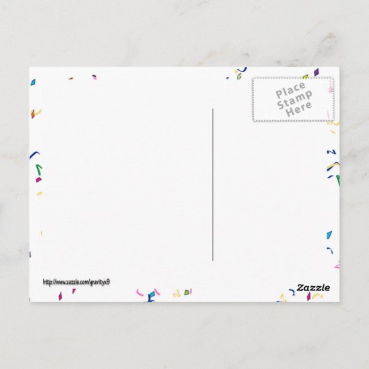Confetti im weißen Hintergrund Postkarte (Rückseite)