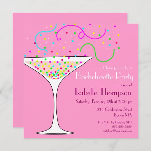 Confetti Junggeselinnen-Abschied Einladung (Vorne/Hinten)