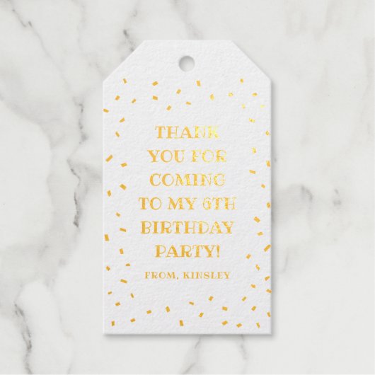 Confetti Kindergeburtstag Party vielen Dank Geschenkanhänger (Vorderseite)